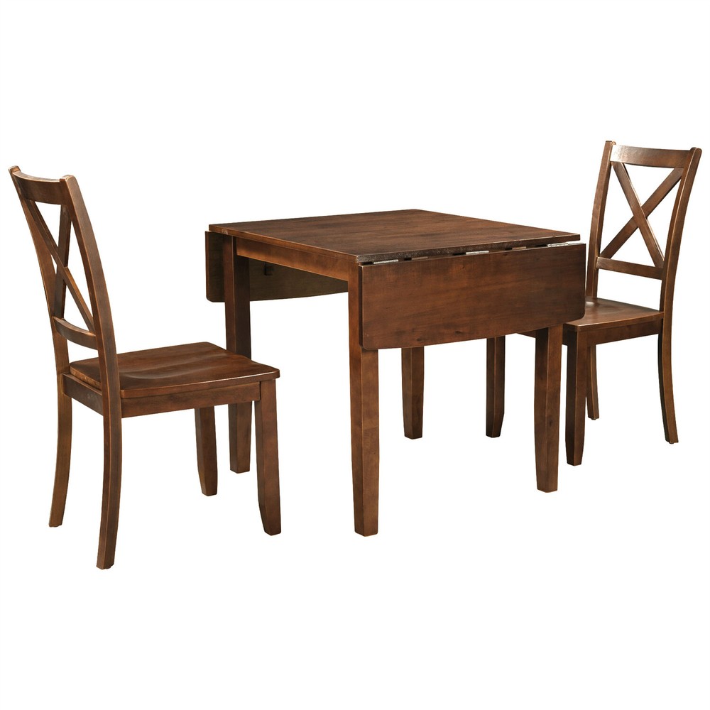 3 Piece Dining Table Set Extendable Table w/ 2 Chair Kitchen Breakfast Furniture