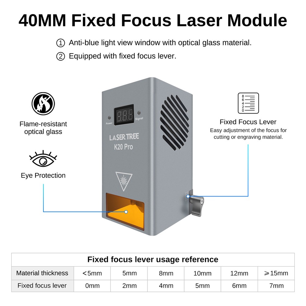 LASER TREE 20W Optical Power Laser Module Head for Engraving DIY Cutting Machine