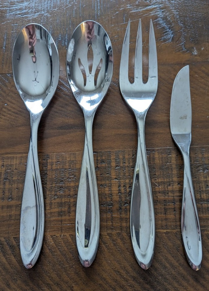 4 x Serving Yamazaki Patrick ESCAPADE Glossy Spoon Slotted Spreader Meat Fork