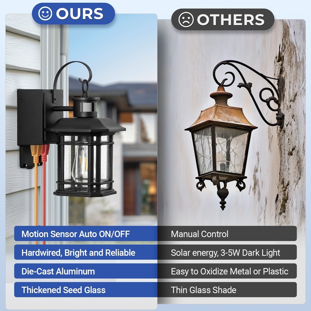 OPAXIS 3 Lighting Modes Motion Sensor Outdoor Lights with GFCI Outlet