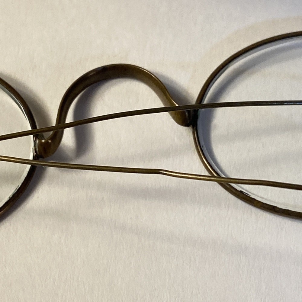 Antique Eyeglass Frames Metal Saddle Bridge Brass Wire Temple Early Frames