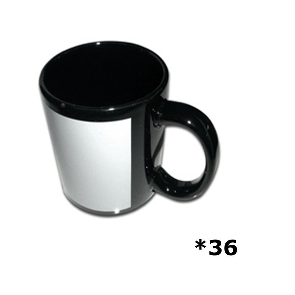 11OZ Black Mug with White Patch Ceramic for Thermal Sublimation Heat Transfer