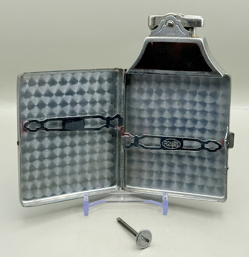 Vintage Ronson Cigarette Lighter/Case Combo Art Deco