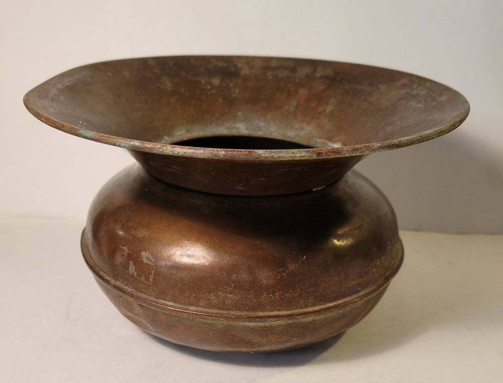 Vintage Brass Spittoon Planter Pot Vase