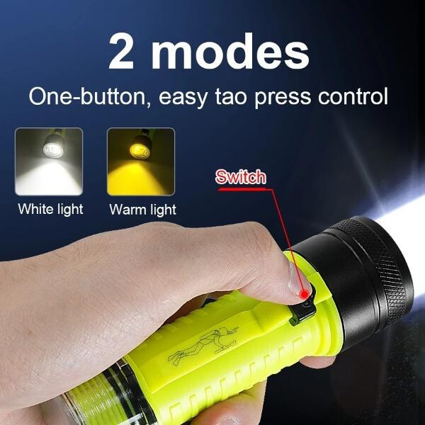 Professional Diving Flashlight Type-C USB Rechargeable Dive Led Underwater Lamp