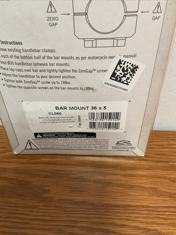 RENTHAL CL060 36Tech Handlebar Mounts Bar Mount