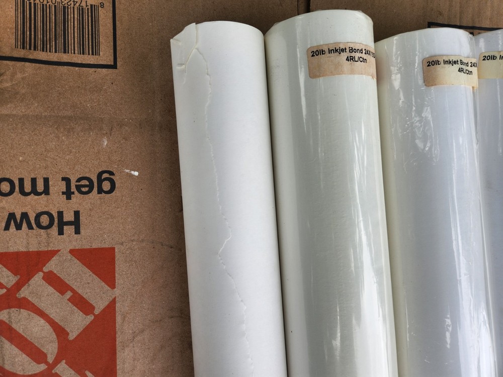 3 Rolls 24'' X 150' 20lb InkJet Bond Plotter Paper