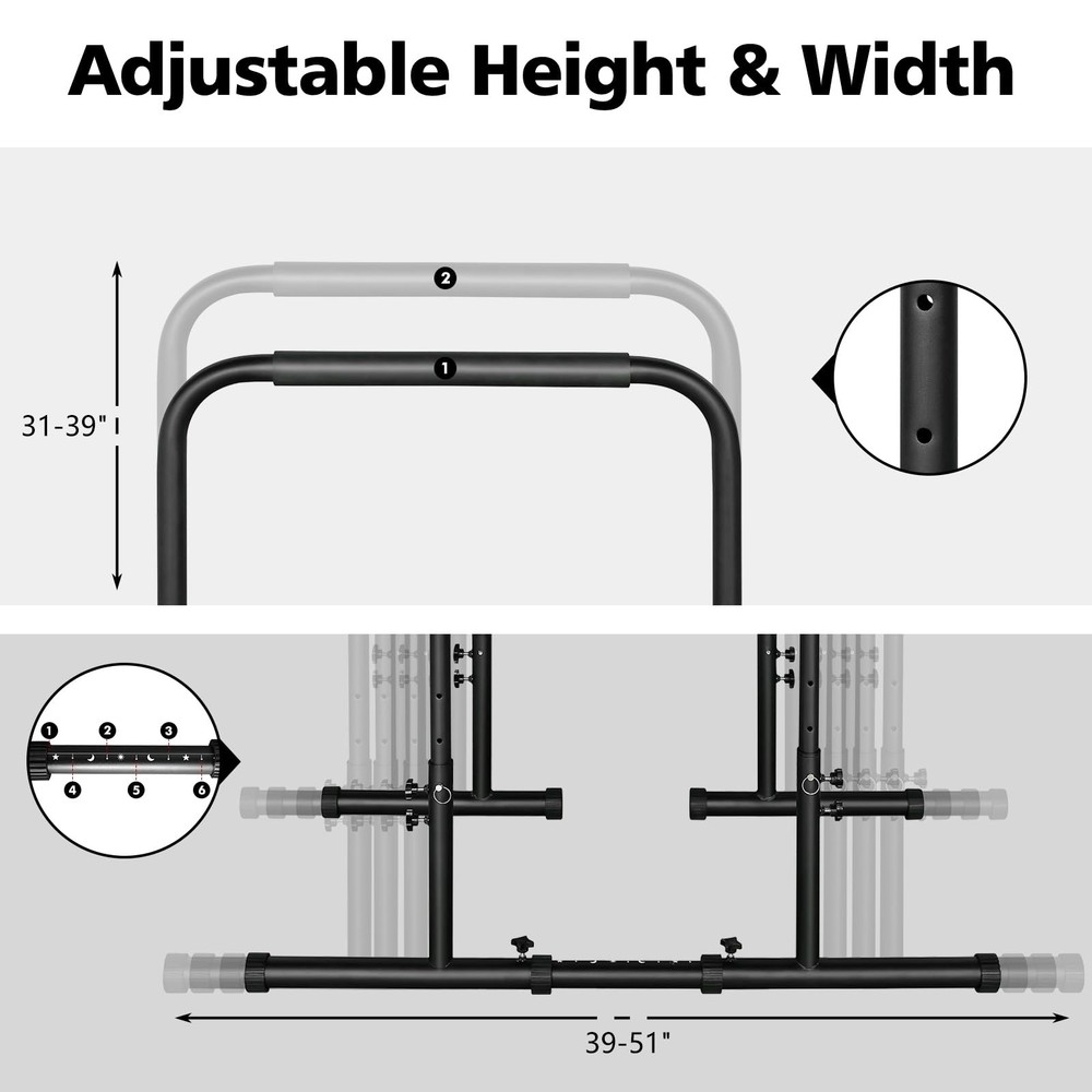 MIUDGIG Adjustable Height Parallel Push Up Stand, Parallel Bar Station for St...
