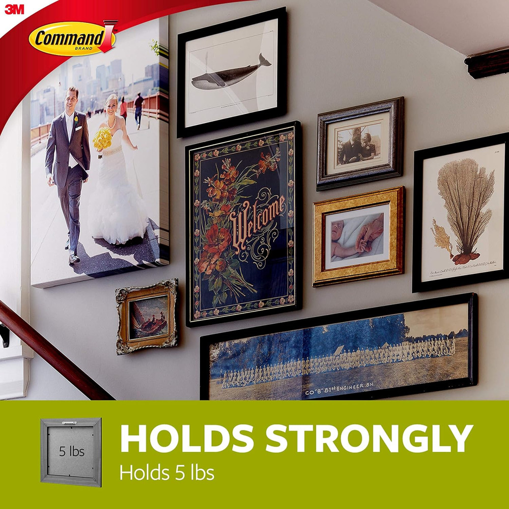 Large Universal Frame Hanger, 3-Hangers, 6-Strips, 6-Frame Stabilizer Strips, 4-