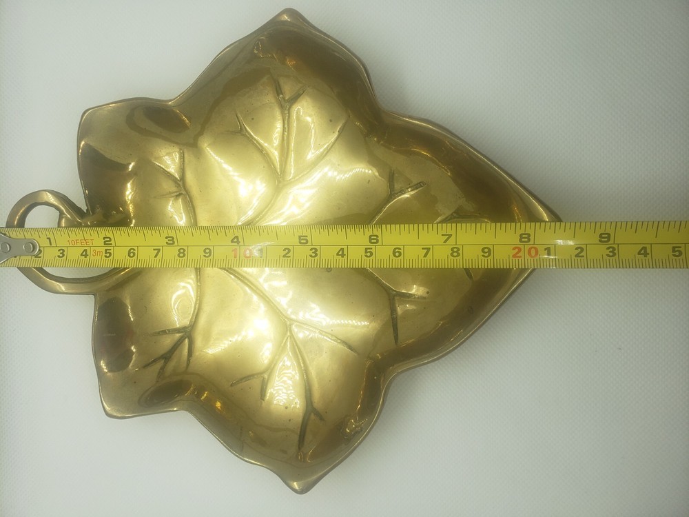 Vintage Brass Grape Leaf Shaped Tray 8.5" x 7"