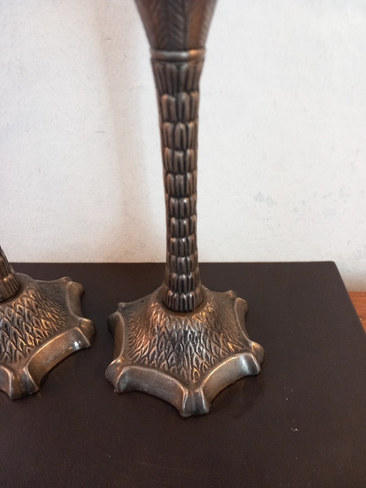 Vintage Silver Plated Pamtree Candle Sticjs X2, 18cms Tall