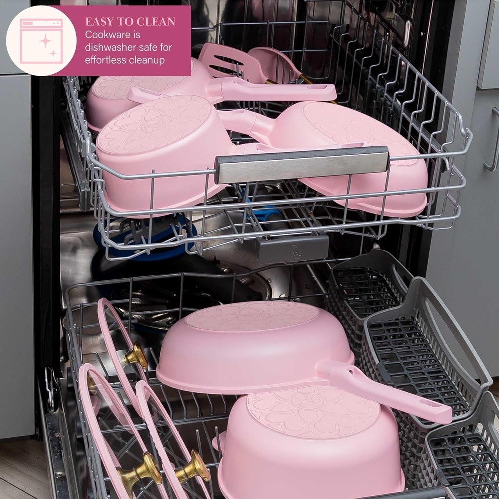 Ceramic Nonstick Cookware Set, Cast Aluminum with Dual Layer Nonstick Coating,