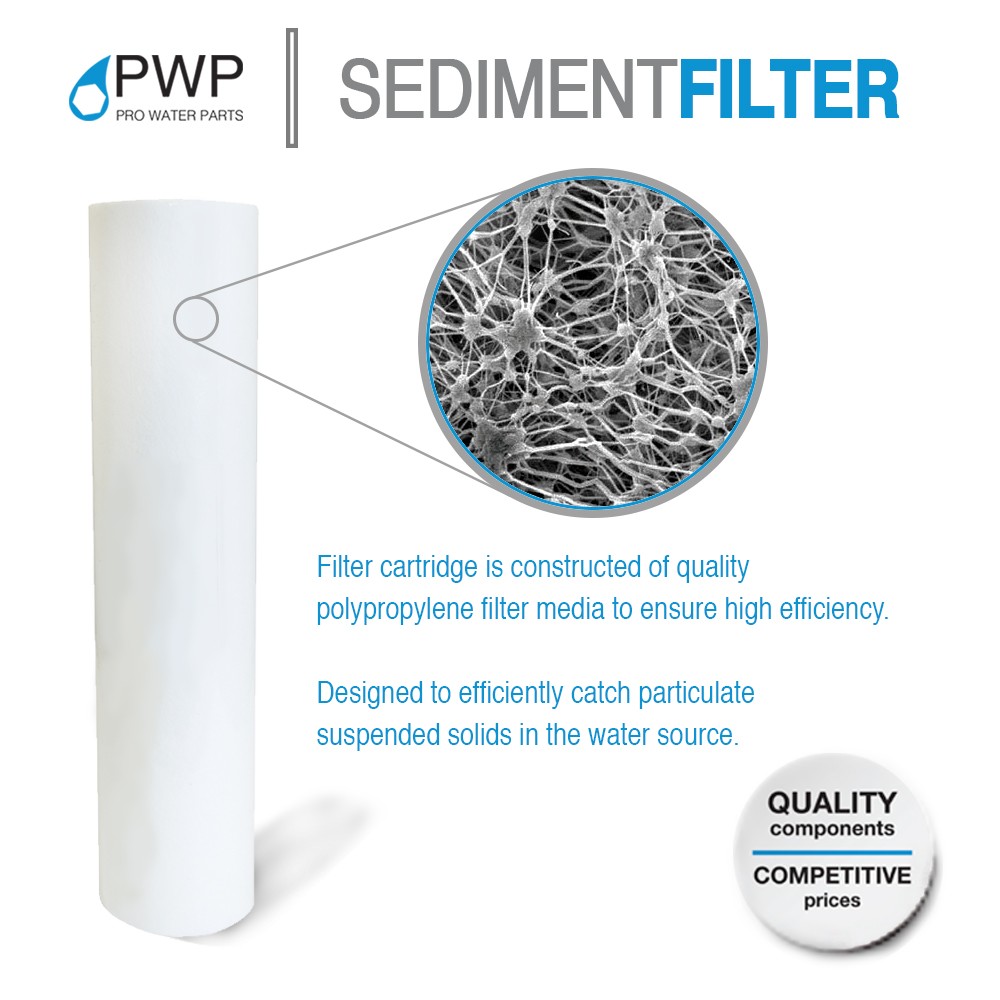 Sediment Melt Blown Water Filter 2.5x20" Standard 1 Micron 25 Pack