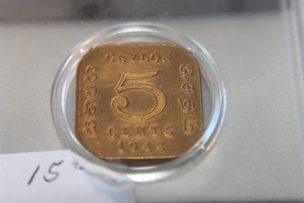 CEYLON 5 CENTS 1942 BU
