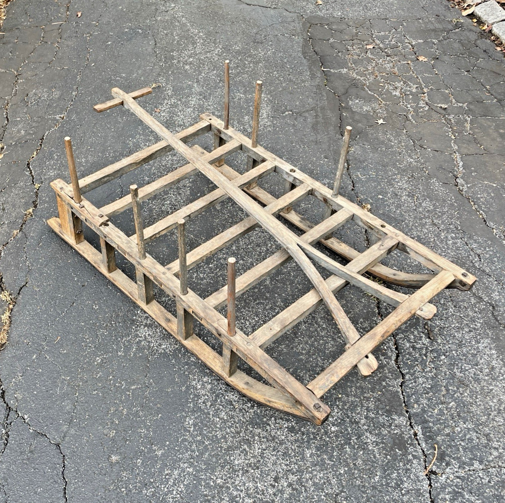 Antique Primitive Country Painted Sled W/Handle