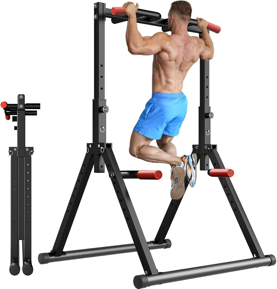 Power Tower Pull Up Dip Station Foldable Pull Up Bar Station Adjustable Gym Home