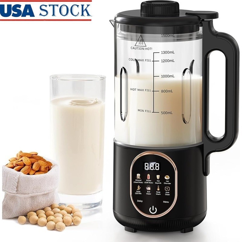 10-in-1 Nut Milk Maker Soy Milk Machine Automatic Blender W/ Cleaning Function