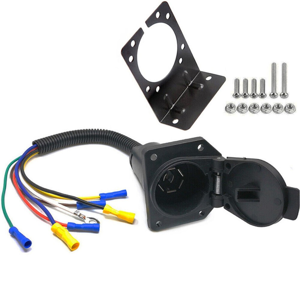 7Pin 7-Way RV-Style Trailer Connector Socket With Wiring Harness Adapte Assembly