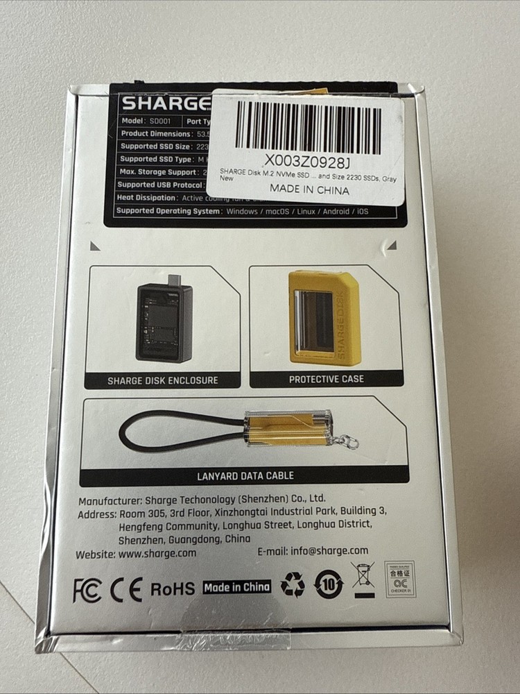 Sharge Disk SSD Adapter,up To 1000MB/S Win/macOS/Linux/Android /iOS, Fan Cooler