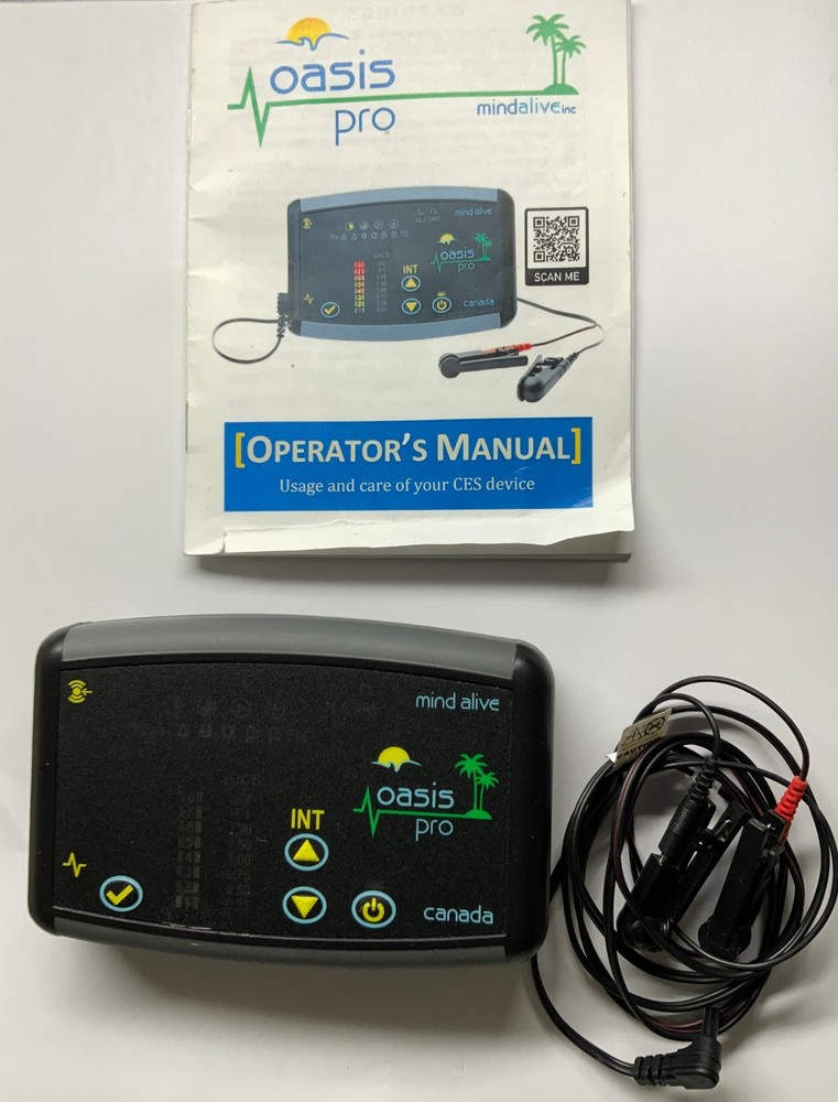 Mind Alive Oasis Pro CES Device w/ Ear Clips, Case & Manual – Tested – Canada