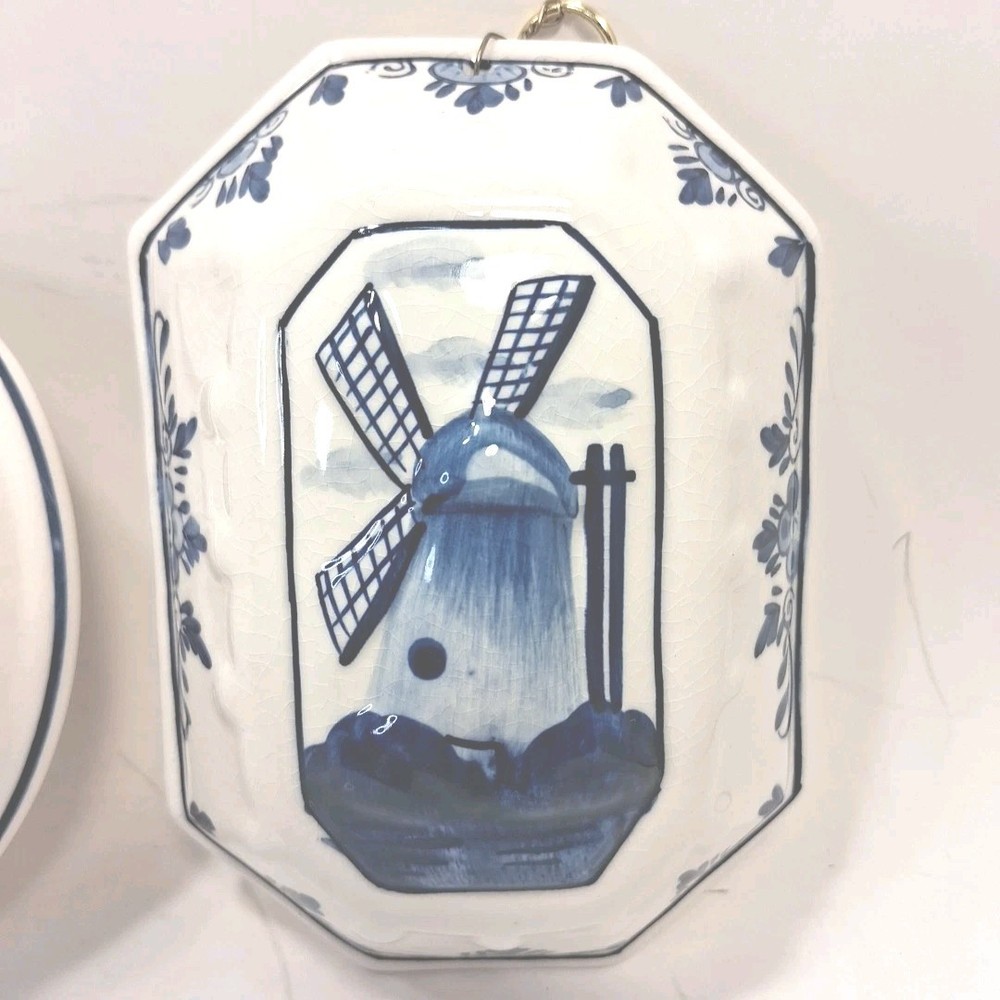 3 Delft Blue Hand Painted Wall Hanaging Molds Decor