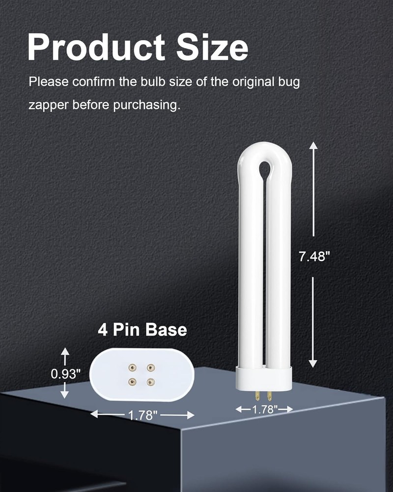 4-Pack Bug Zapper Replacement Light Bulb - 15W Shatter Resistant, Daylight White