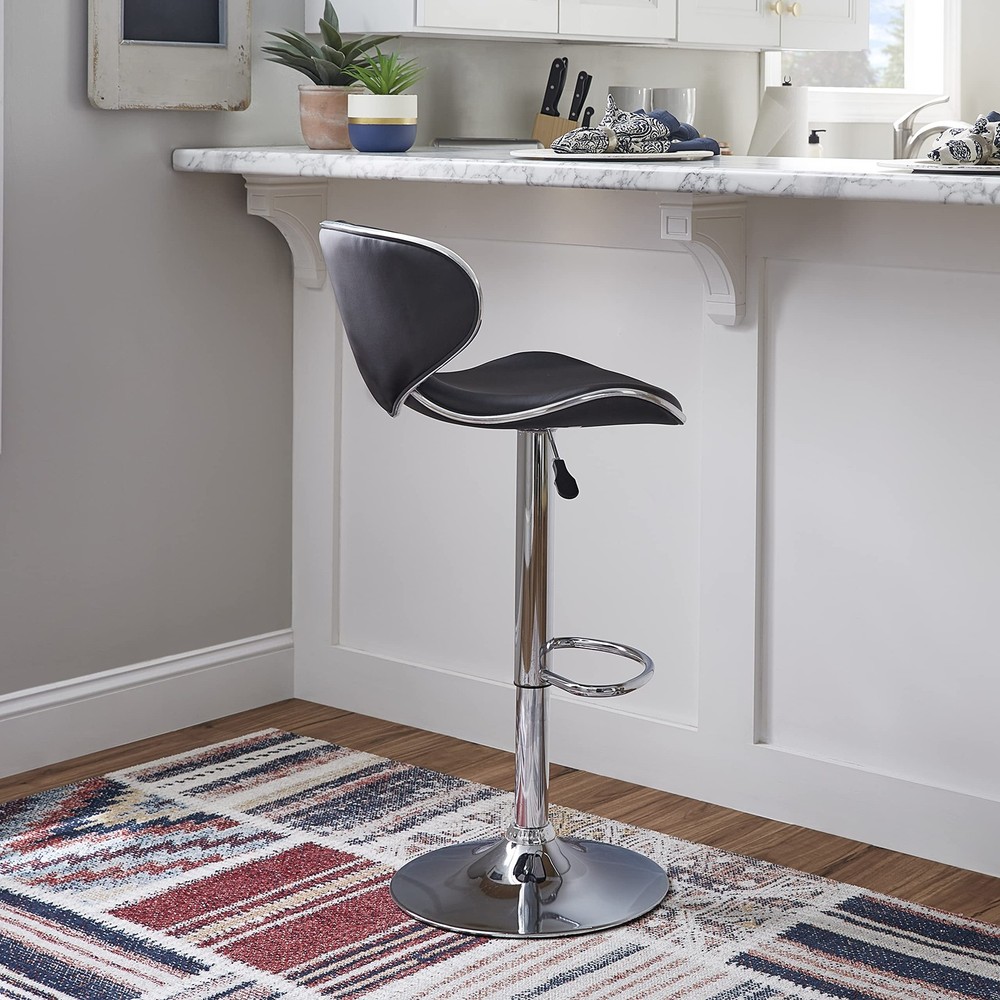 Furniture PU, Chrome/Black Barstool