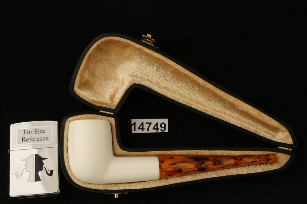 Billiard Block Meerschaum Pipe with custom case 14749