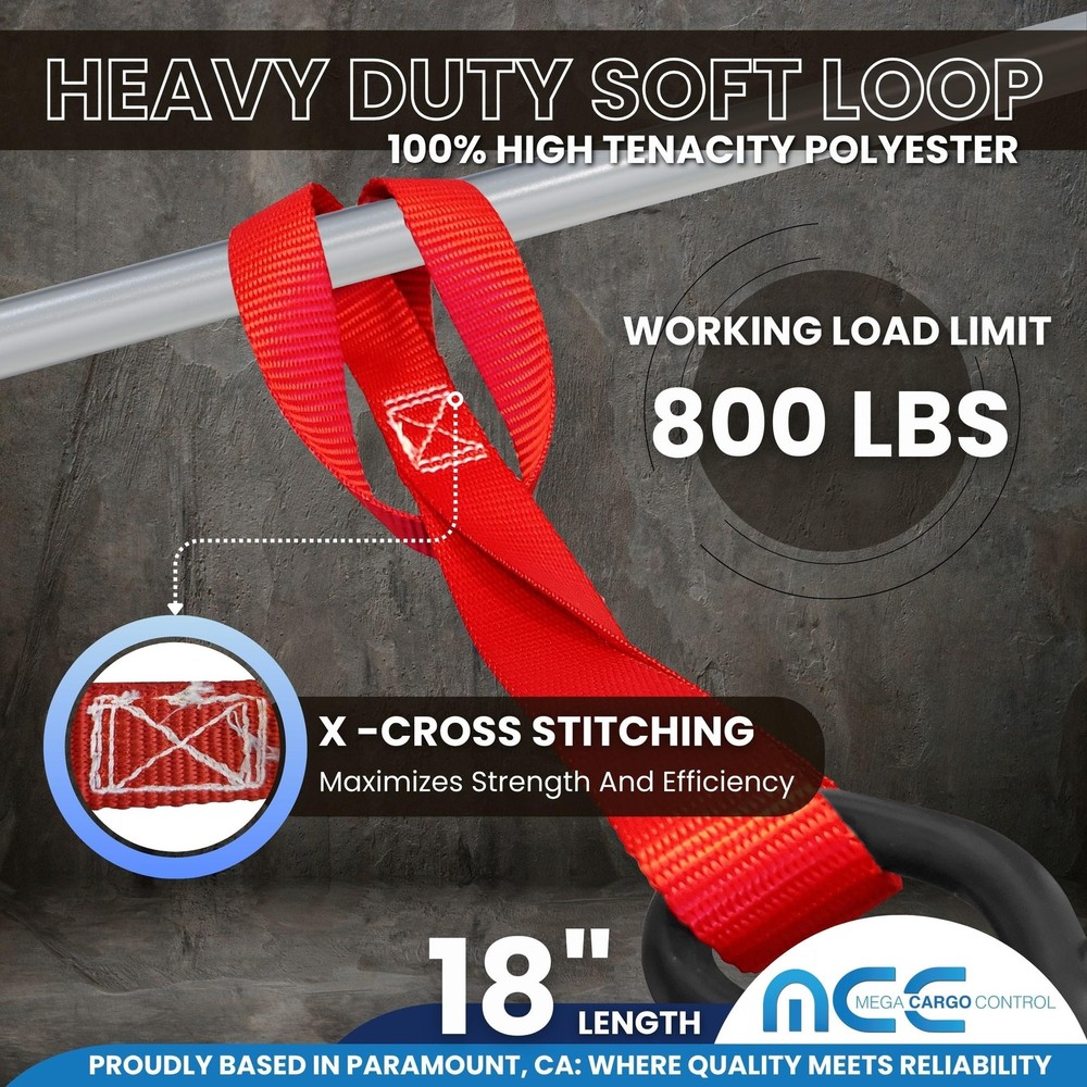 Mega Cargo Control 8 Pack Motorcycle Soft Tie Handle Bar 8 - Pack, Red