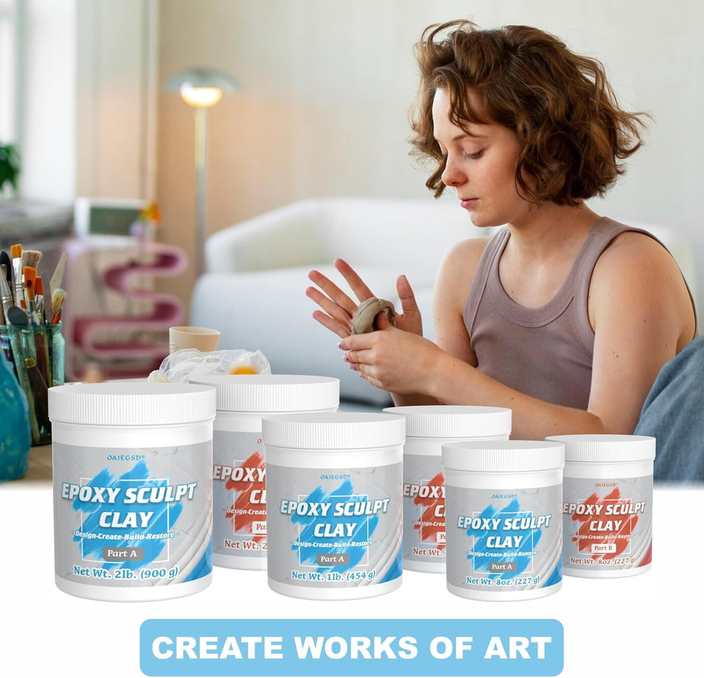 1 Pound Natural Epoxy Putty Sculpt Clay, 2 Part (A & B) Modeling Compound for Sc