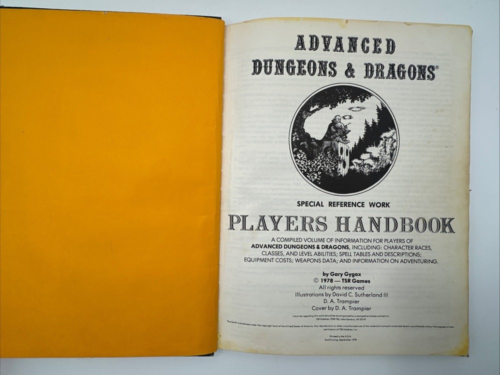 1978 2nd Print Advanced Dungeons & Dragons Dungeon Masters Guide Players Handbk