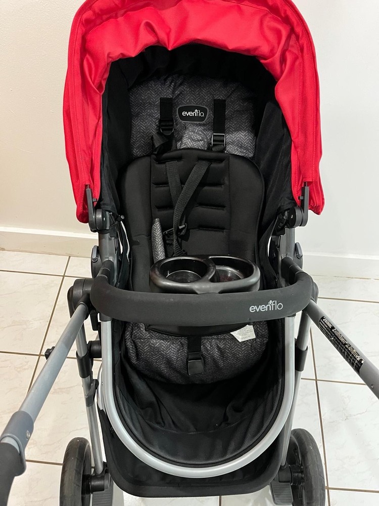 Evenflo Pivot Travel System Stroller Red Black Gray Adjustable Handles