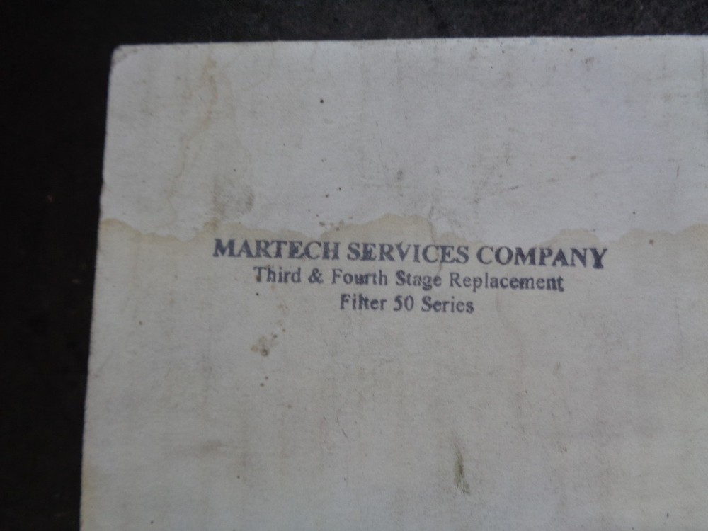 MARTECH SERVICES 3RD AND 4TH STAGE AIR FLITER 50 SERIES
