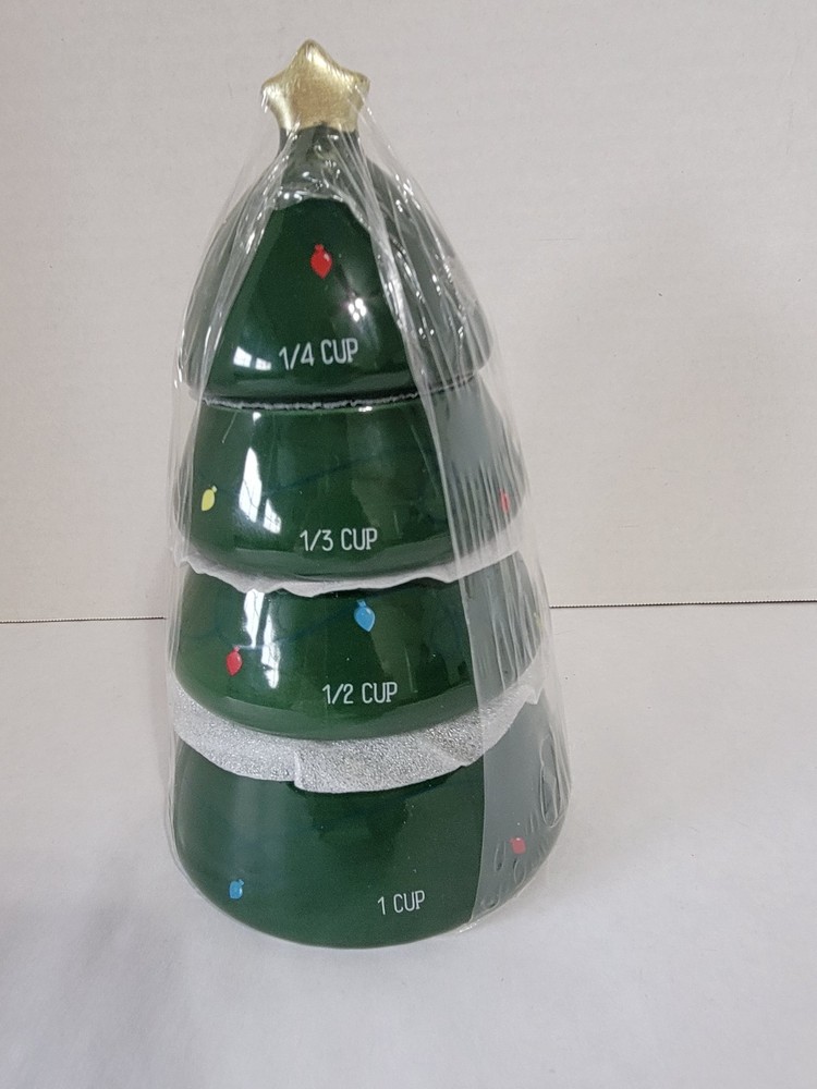 Target Christmas Tree Ceramic Stacking Measuring Cups - NWT