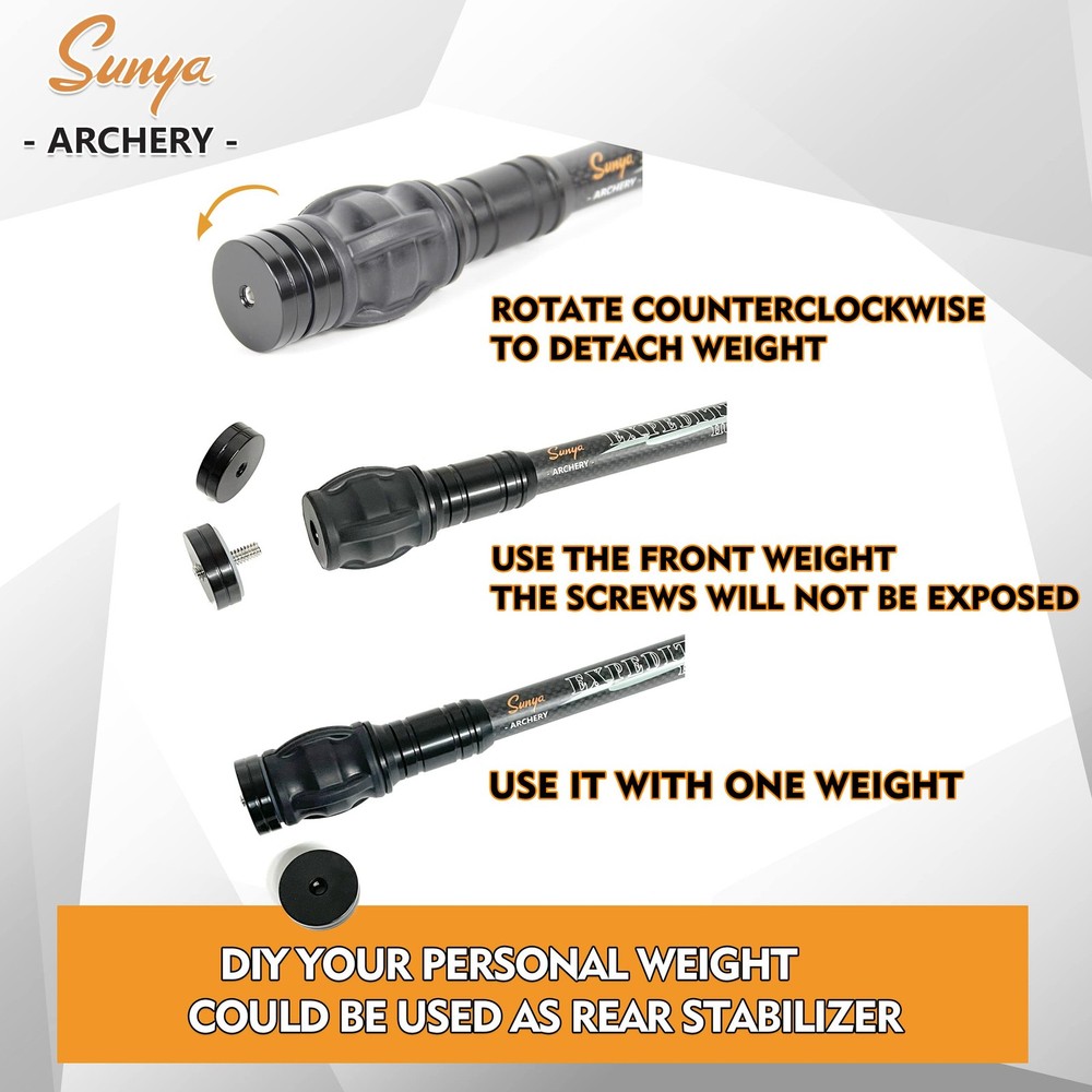 SUNYA Archery Bow Stabilizer for Compound , Carbon Fiber Body Flexible Core,