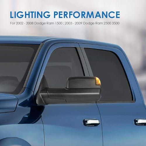 Left and Right Mirrors Compatible with 2002-2008 2003-2009 Black Turn Light