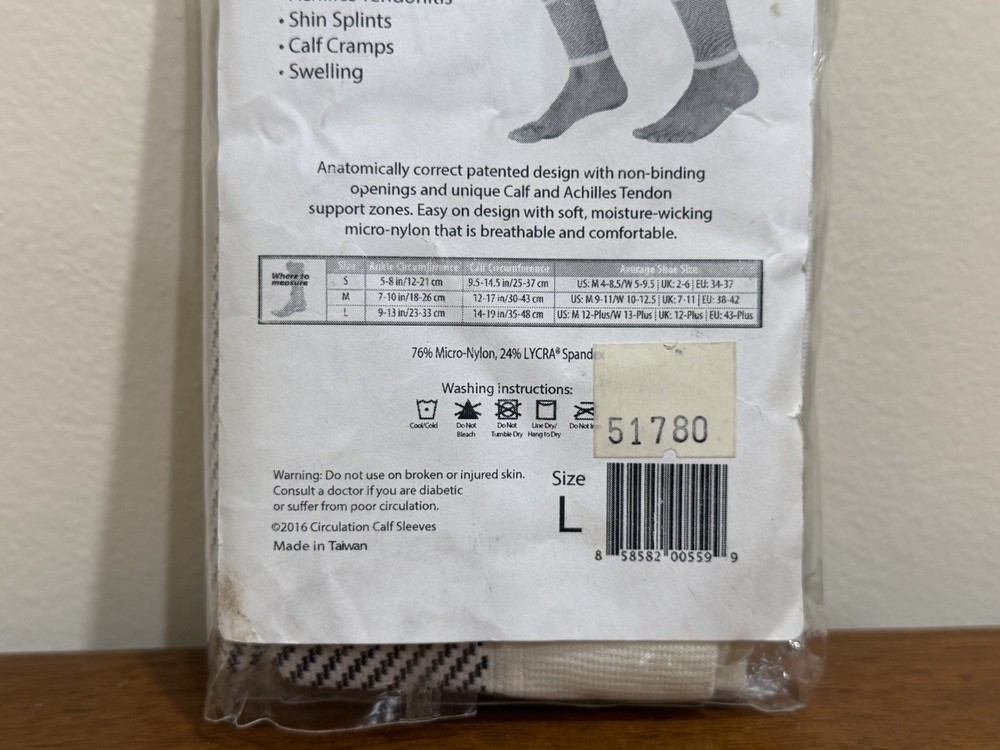 OrthoSleeve CS6 Compression Calf Sleeve (Pair), White, Large
