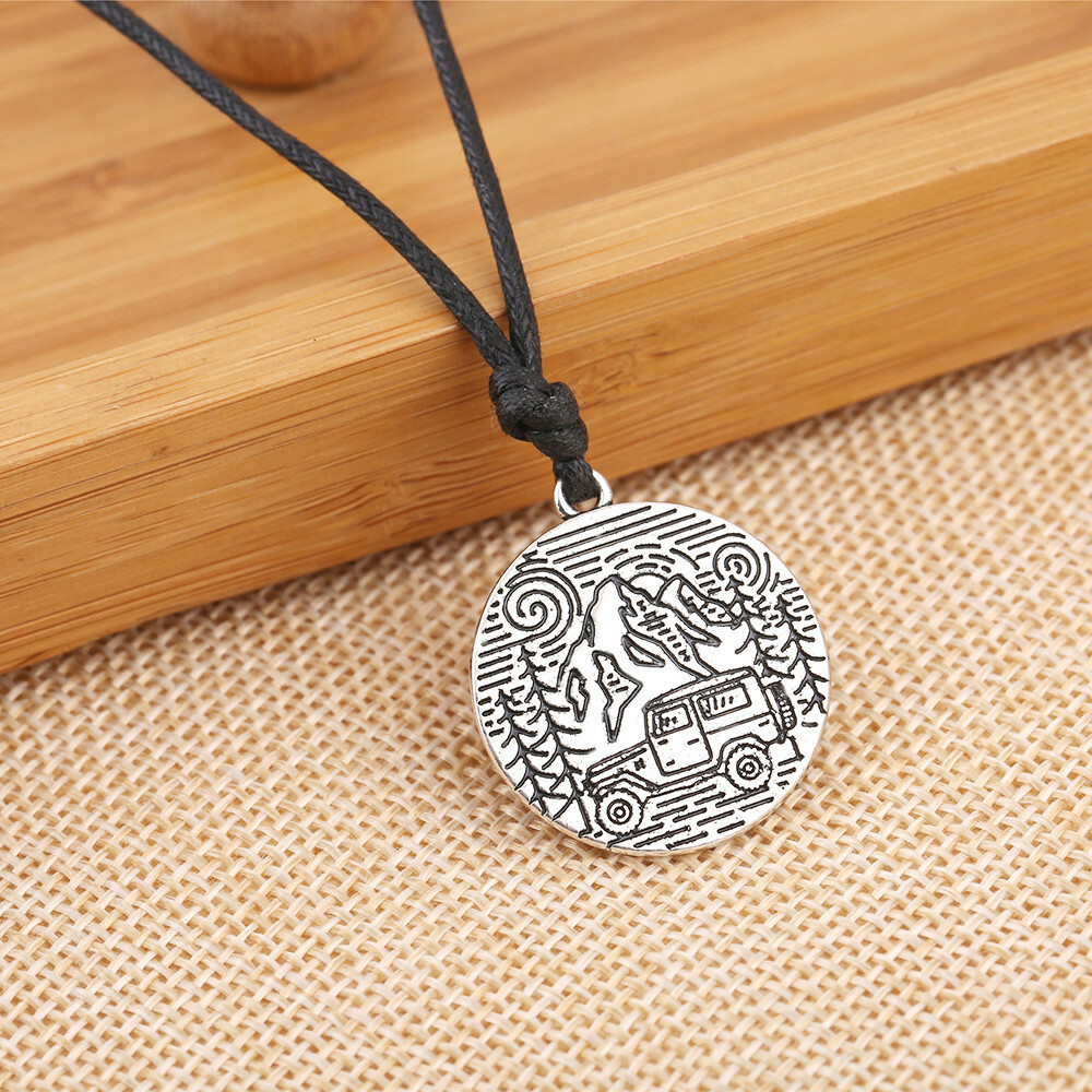 jeep necklace adjustable silver car forest off road pendant 