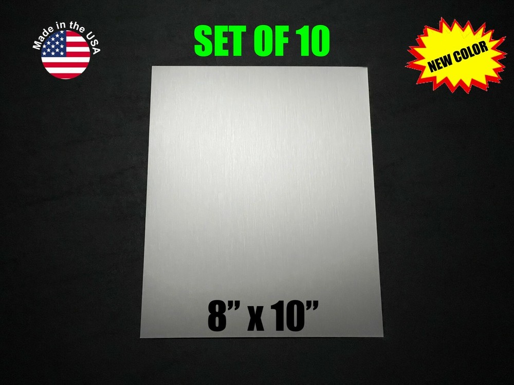 8"x10" BRUSHED SILVER ALUMINUM SUBLIMATION BLANK SHEETS - SQUARE CUT - 10pcs