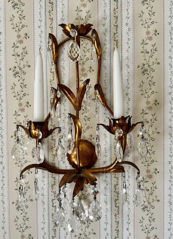 Vintage Gold Sconces (Pair)