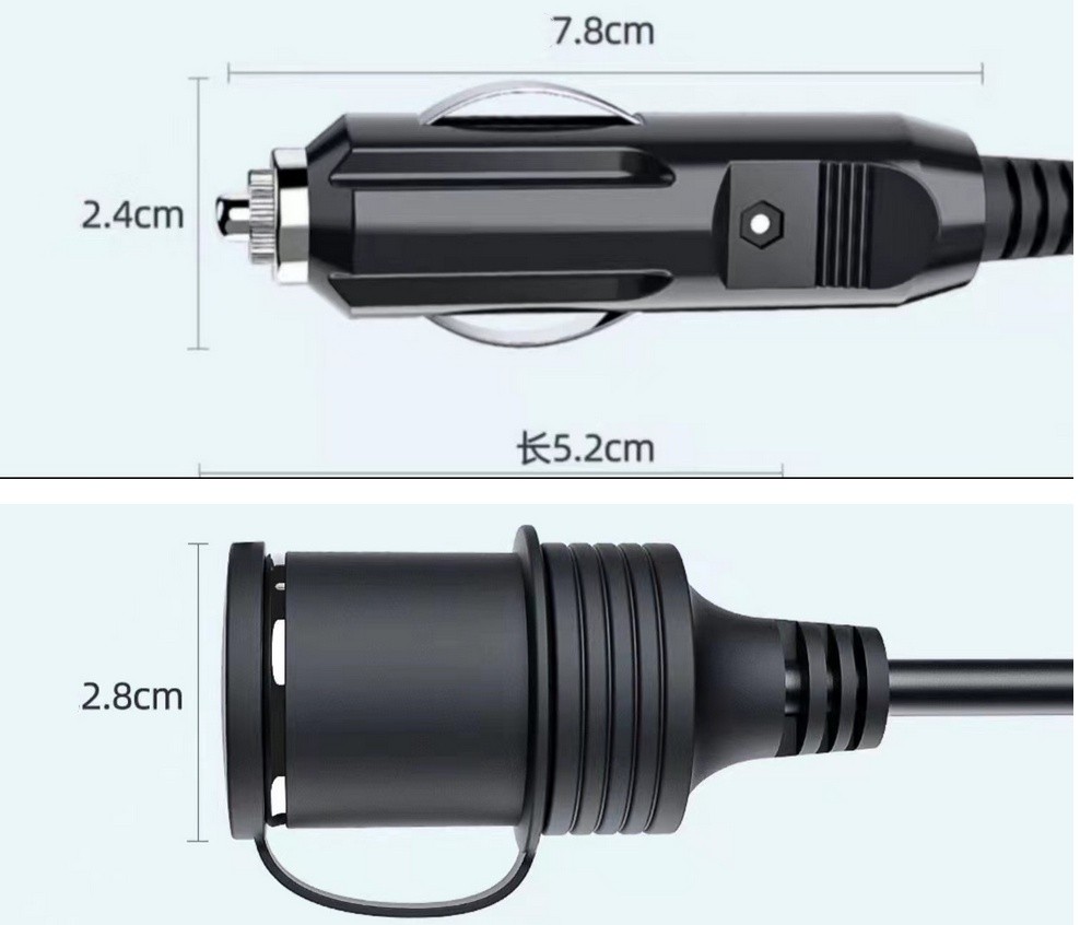 2 Pack 12V Fused LED Light Cigarette Lighter Male Plug Replacement with Leads