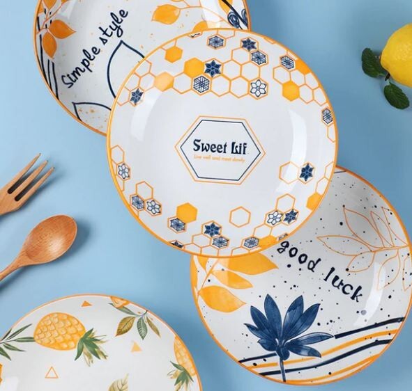 Wish Message Dinner Set; Handmade Ceramic Dinner Plate Set With Wish Message