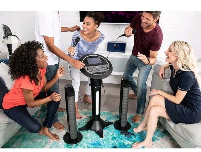 Premium Wi-Fi Karaoke System 7'' Touchscreen Singing Machine - Two Mics Complete