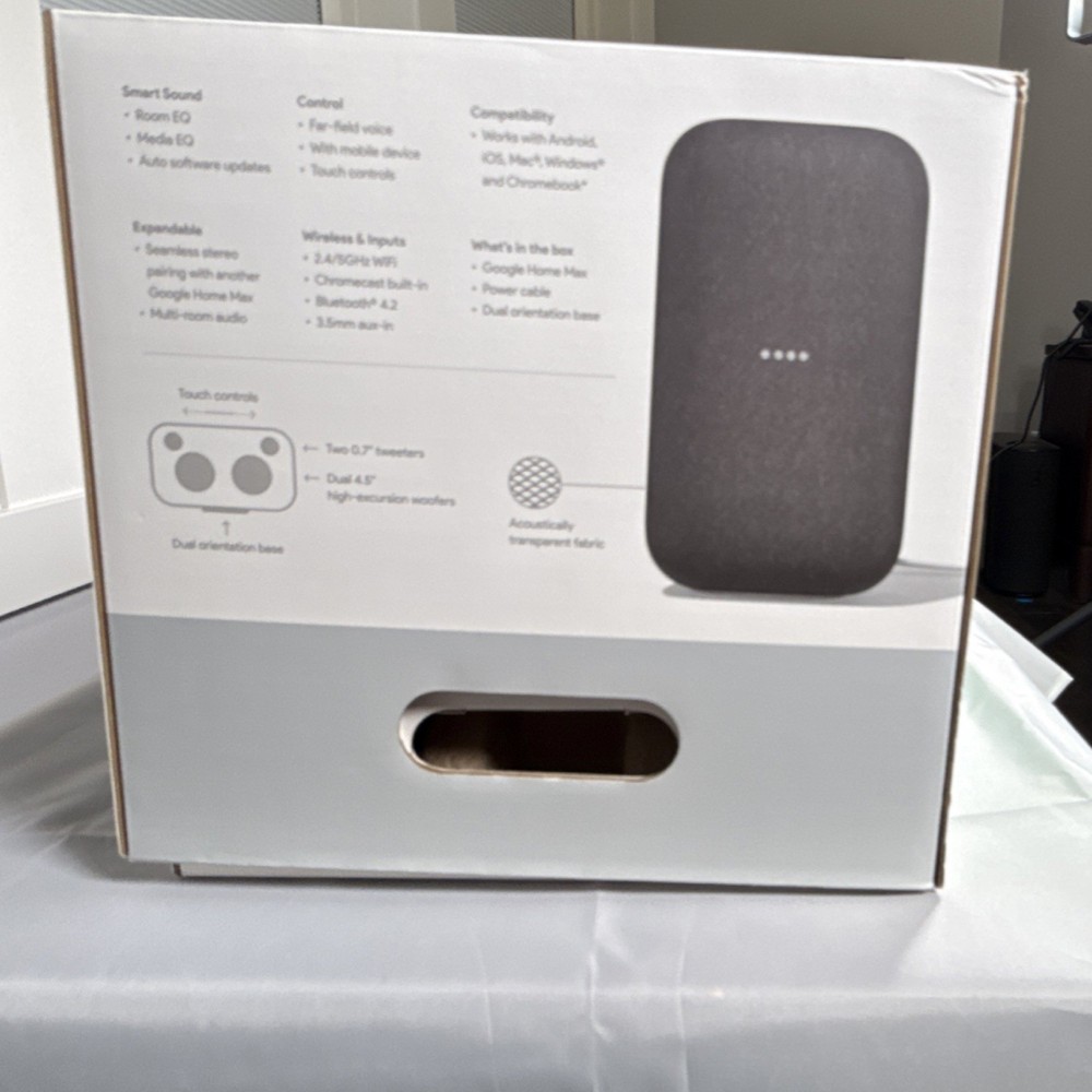 Google Home Max Charcoal Smart Speaker Google Assistant Bluetooth Wi-Fi
