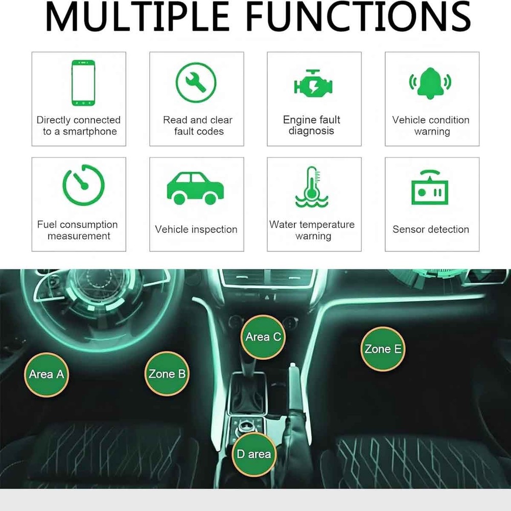 Car OBD2 Bluetooth diagnostic tool with dedicated app (black)