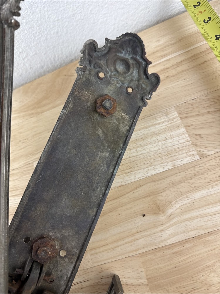 Antique Ornate Entry Way Door Pulls Set Handles, Hardware Salvage - Needs Work