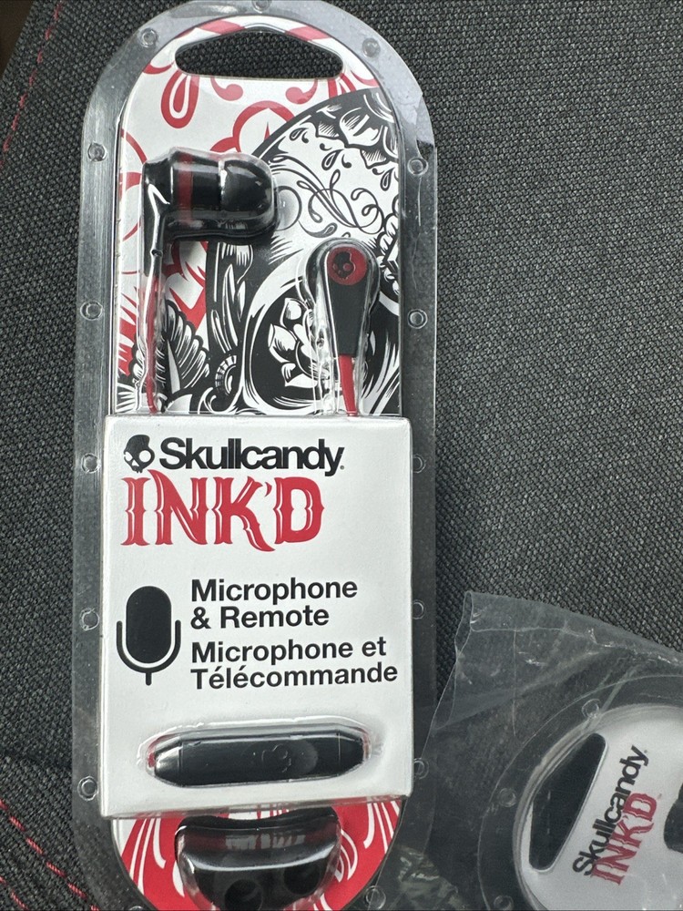 Skullcandy Ink’d Microphone & Remote Wired Earbuds - Red & Black Earphones