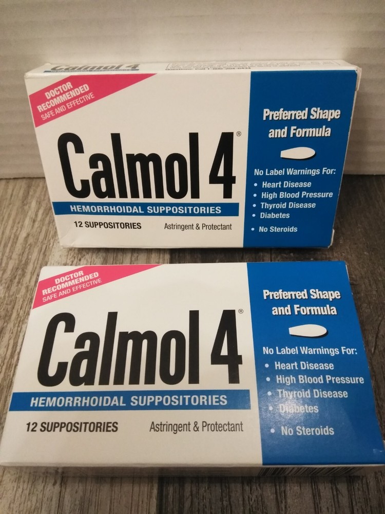 Calmol 4 Hemorrhodial Suppositories, 12 Count EA (2PK BUNDLE)