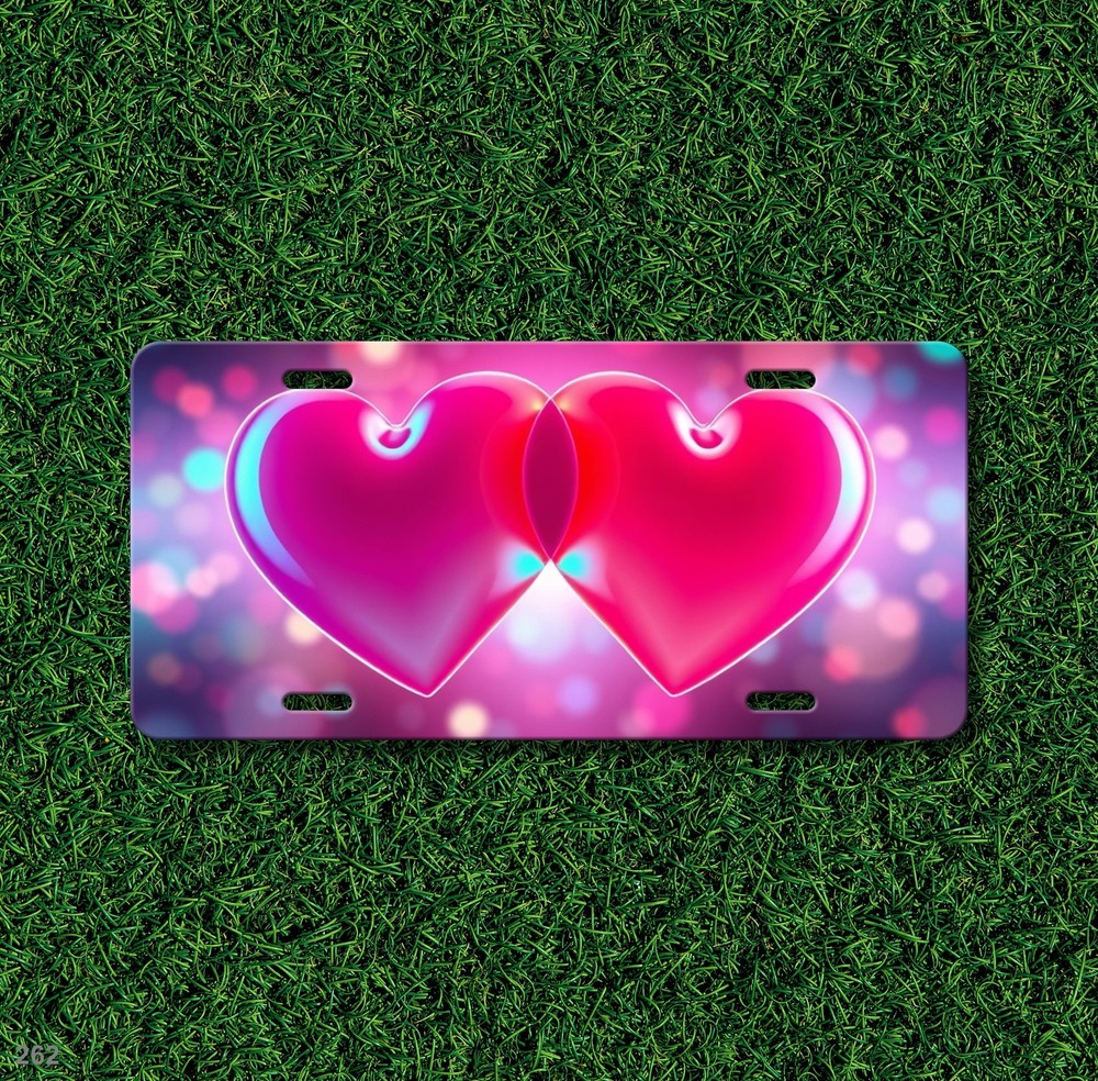 Stunning Two Hearts Style Custom Text License Plate Editable Auto Tag