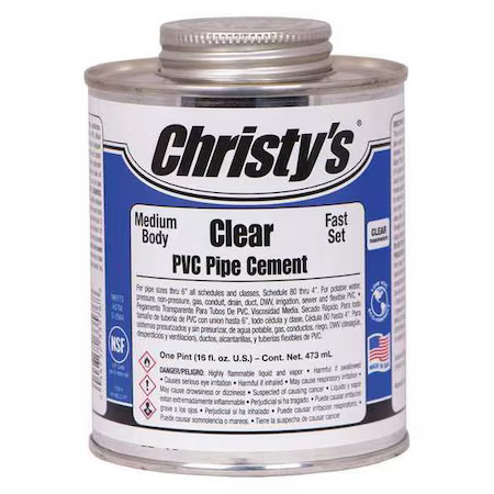 Christys Rh-Mclv-Pt-12 Pipe Cement, Clear, 16 Oz.